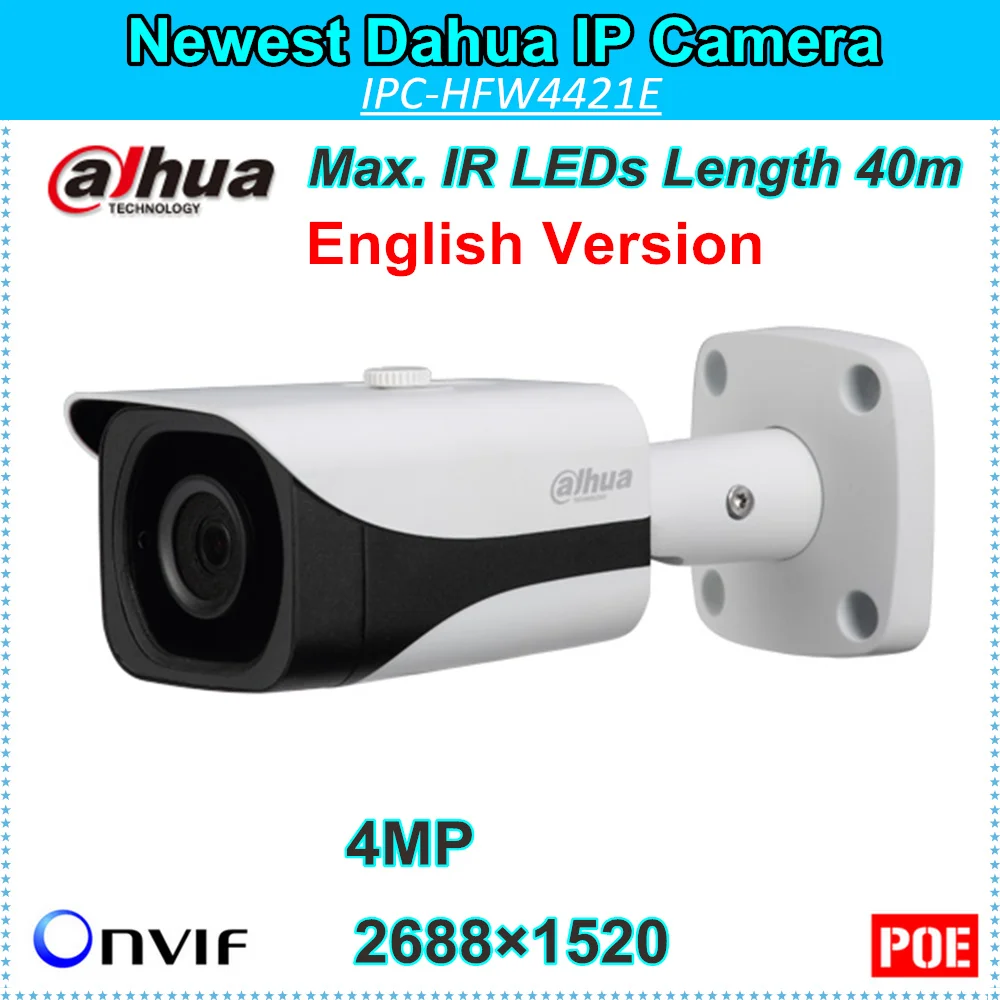 English Firmware Dahua 4MP IP Camera DH IPC HFW4421E Support Smart Detection WDR IR LEDs Length