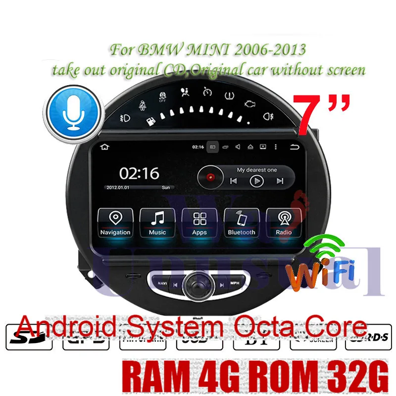 Clearance WANUSUAL 7" Octa Core 32G Android 9.0 Car Video Player Audio For BMW MINI 2006 2007 2008 2009 2010 2011 2012 2013 GPS Navigation 0