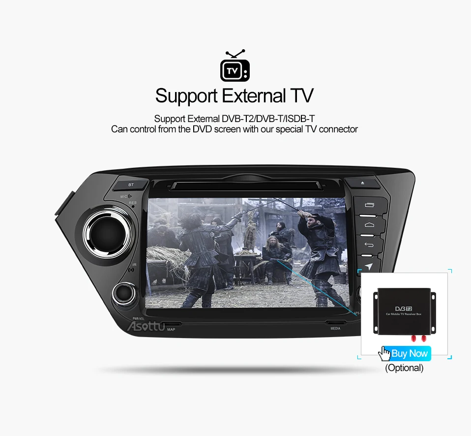 Clearance Asottu KK28060 2G+32G android 8.1 car dvd gps player car radio gps navigation video player for Kia rio k2 car multimedia player 6