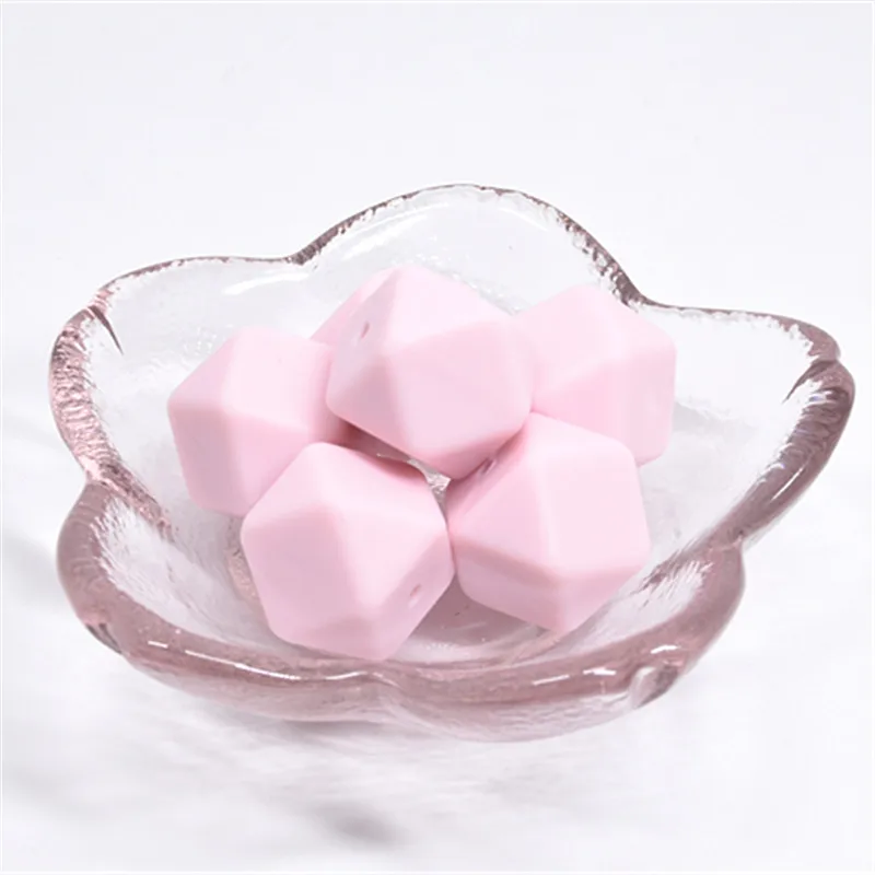 50 шт шестигранные Силиконовые бусы для прорезывания зубов 14 мм Детские кусающие бусы ожерелье зубы бисер Diy жевательные силиконовые дентиционы ювелирные изделия - Цвет: Candy Pink