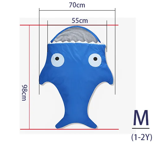 Четырехцветный спальный мешок с акулой для новорожденных, спальный мешок, зимний спальный мешок для коляски, Пеленальное Одеяло, постельное белье, милый детский спальный мешок - Цвет: Blue M