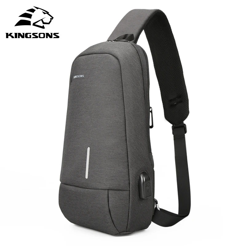 Фирма Kingsons, маленькие мужские сумки через плечо, 10,1 дюймов, нагрудная сумка, зарядка через usb, для мальчиков, сумка на ремне, короткая, для путешествий, мужская сумка через плечо
