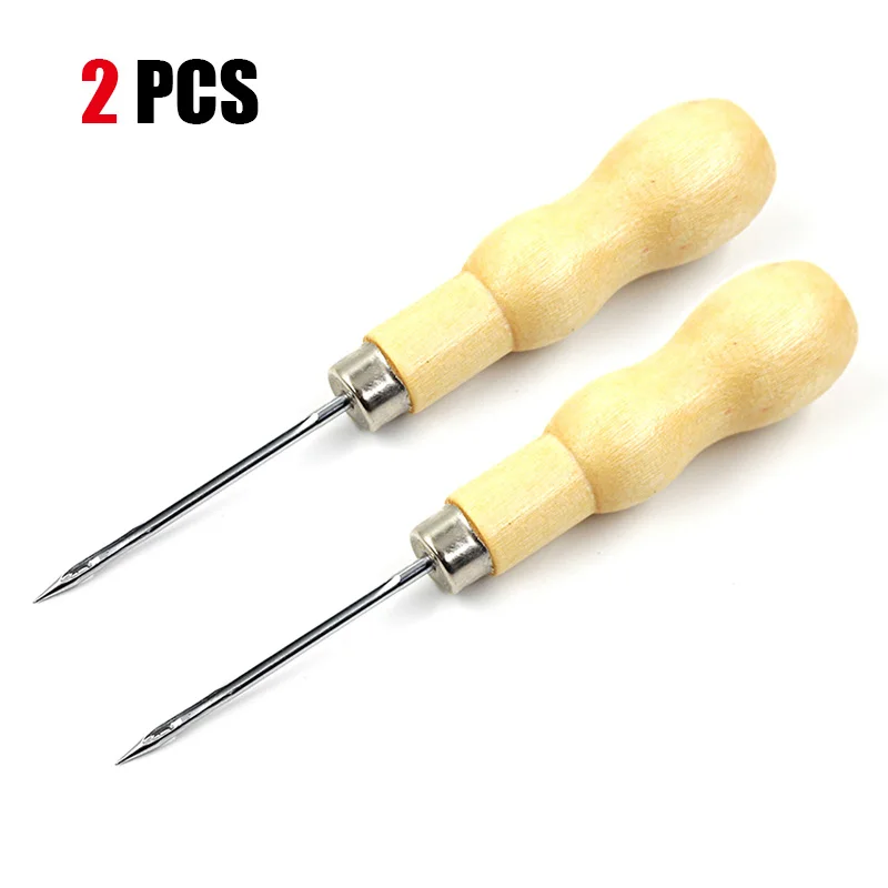 F38-2PCS Деревянная ручка кожаное ремесленное шило ручной инструмент для шитья кожаный шило перфоратор позиционирование сверлильный инструмент швейные принадлежности 1 шт./2 шт - Цвет: F38-2PCS