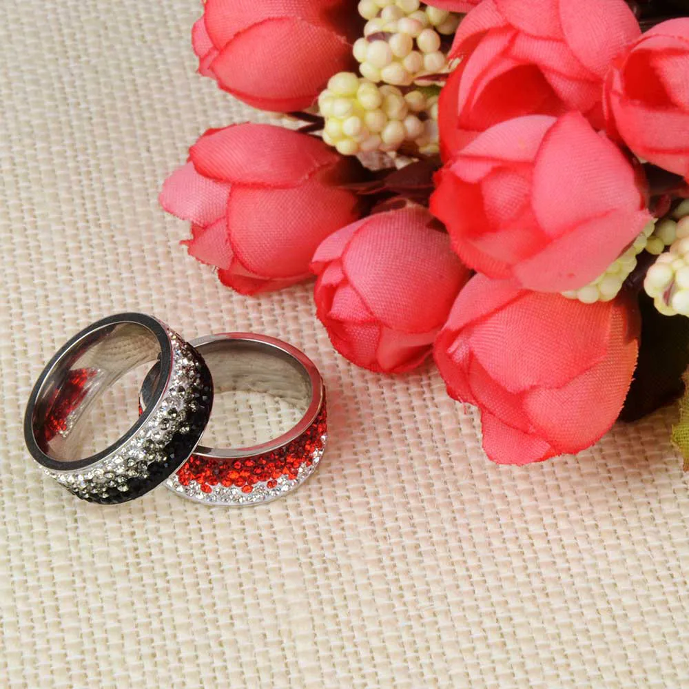 Chanfar Full Crystal Ring 6 7 8 9 10 Sizes Love Wedding Rings Women Romantic Stainless Steel Ring Charm Jewelry wedding rings womens ring finger rings jewelry rings ring jewelry