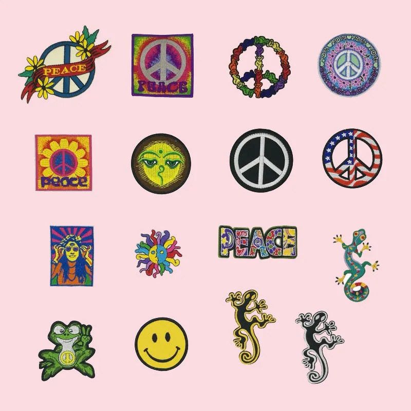 

Peace sign hippie boho retro flower love hippy motorcycle MC biker emo punk rockabilly applique iron on patch for clothing