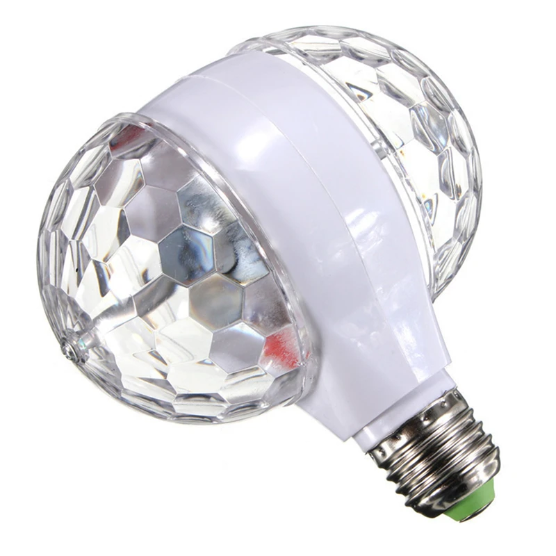 

E27 3W Colorful Rotating RGB LED Stage light Xmas party effect Light Magic double Balls Colorful LED Small Magic Ball Light