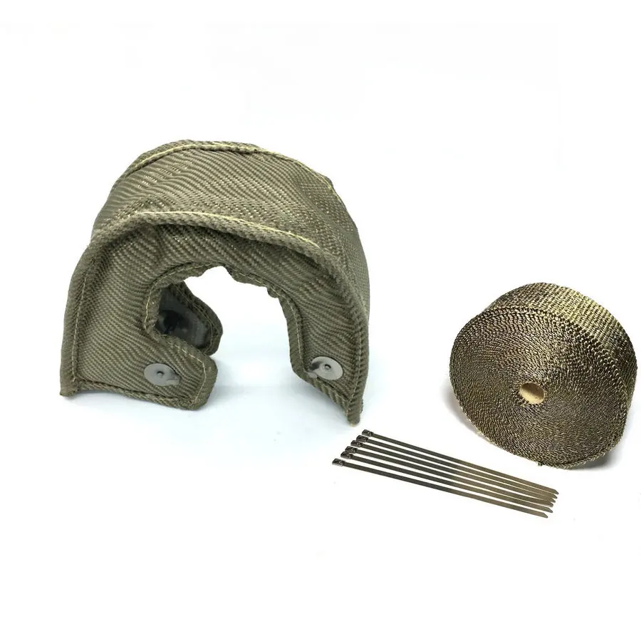 

TITANIUM T3/T4 TURBO HEAT BLANKET GARRETT Stainless Steel Mesh Lined + 5M Titanium Exhaust Wrap