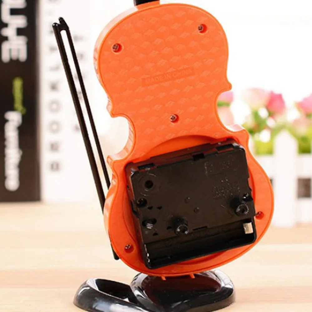 1pc Small Bed Compact Travel Quartz Clock Simulated Violin Alarm Clock#288312