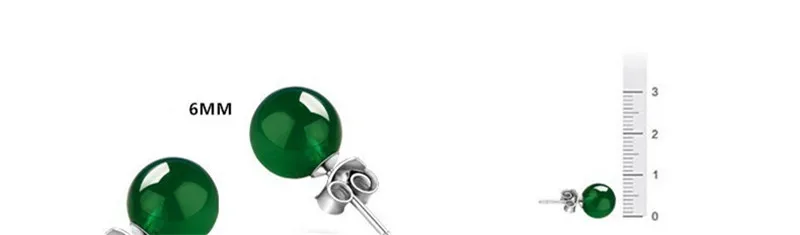 6-8 мм круглые серьги-гвоздики из натурального зеленого Агата для женщин, настоящее Серебро S925 пробы, Винтажные Ювелирные изделия, свадебные серьги, высокое качество
