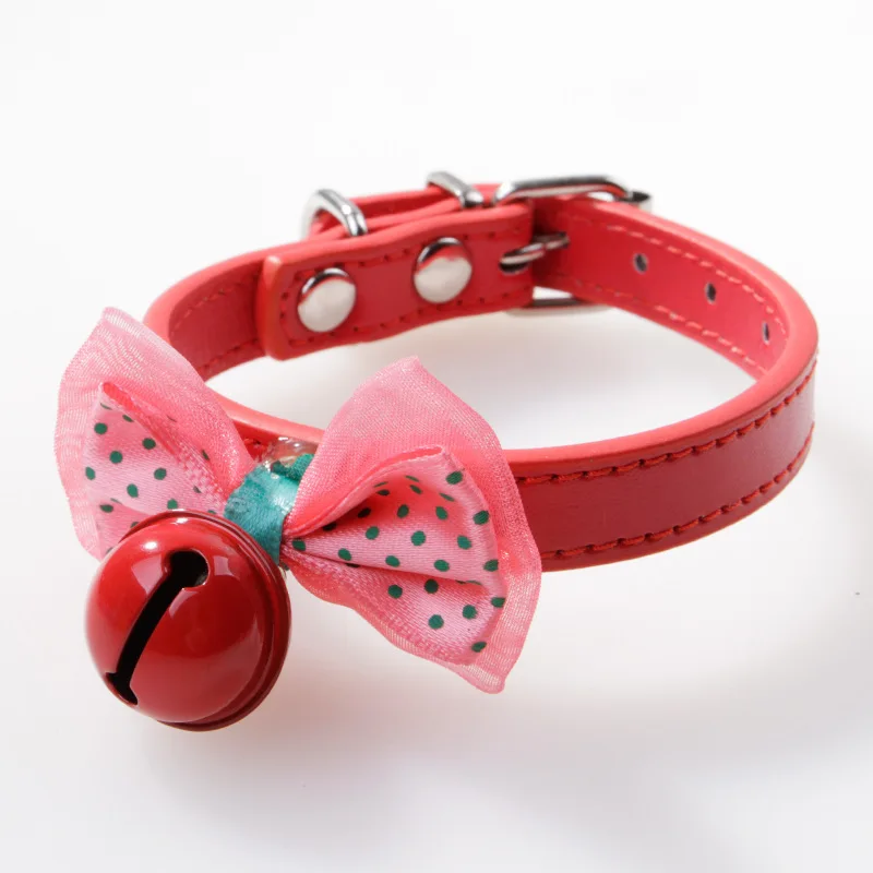 

Dot Bowknot Bow Tie Dog Collar with Bell Puppy Kitten Necktie Adjustable PU Leather Pet Collar For Little Dogs Cat Pet Supplies