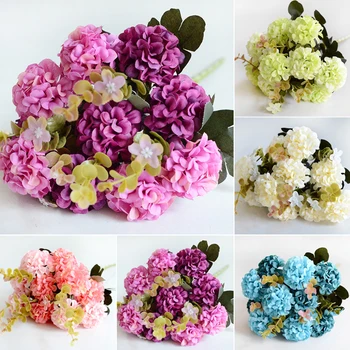 10 heads Bouquet Artificial ball chrysanthemum Flower Silk Hydrangea Flower Fake Plant Wedding Supplies DIY Festival Home Decor