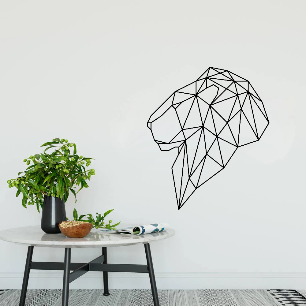 Geometric Animal Lion Head Wall Sticker Decals Cute Kids Bedroom Decor