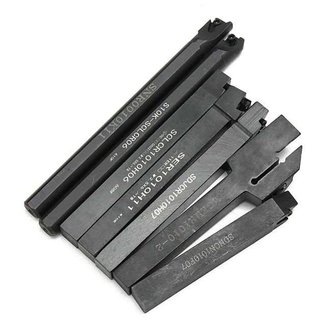 7pcs 10mm Lathe Turning Tool Holder Boring Bar With 7pcs DCMT/CCMT Carbide Insert And 7pcs Wrenches
