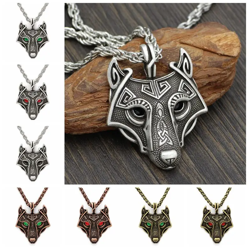 

1pcs Hot Men Norse Viking Fenrir Wolf Head Amulet Pendant Alloy Chain Necklace Jewelry Ornaments Fashion YYY9576