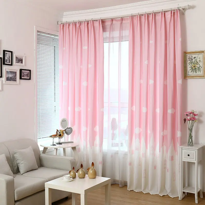 

Home Textile Clouds Printed Bedroom Curtains for Living Room Sheer Curtains Cartoon Cortinas Decoration Children Window Screen