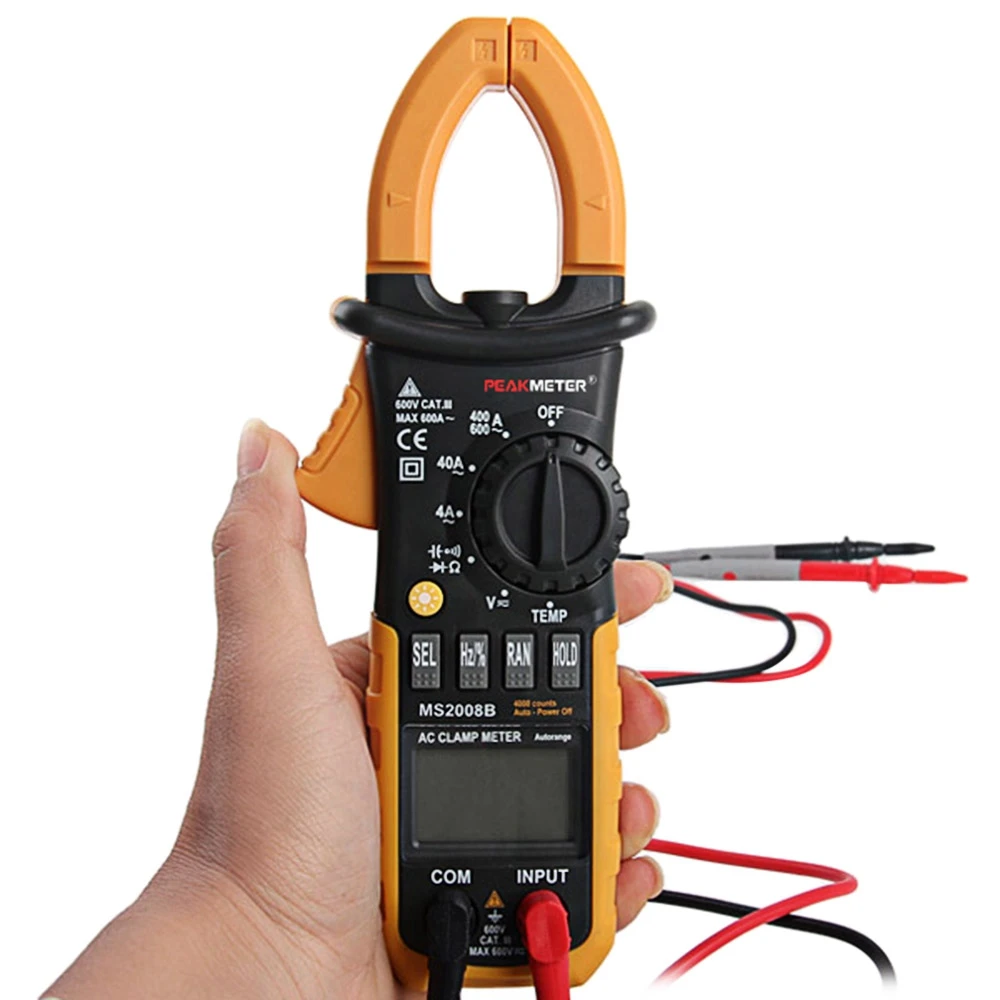 

PEAKMETER MS2008B Digital AC Clamp Meter 4000 Counts with Back light Electrical Current Tester Clamp Multimeter Diagnostic-tool