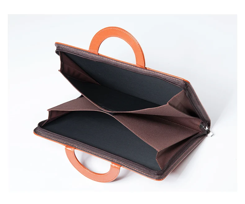 black brown A4 zipper document bag for man business luxury zipper portfolio file handbag car