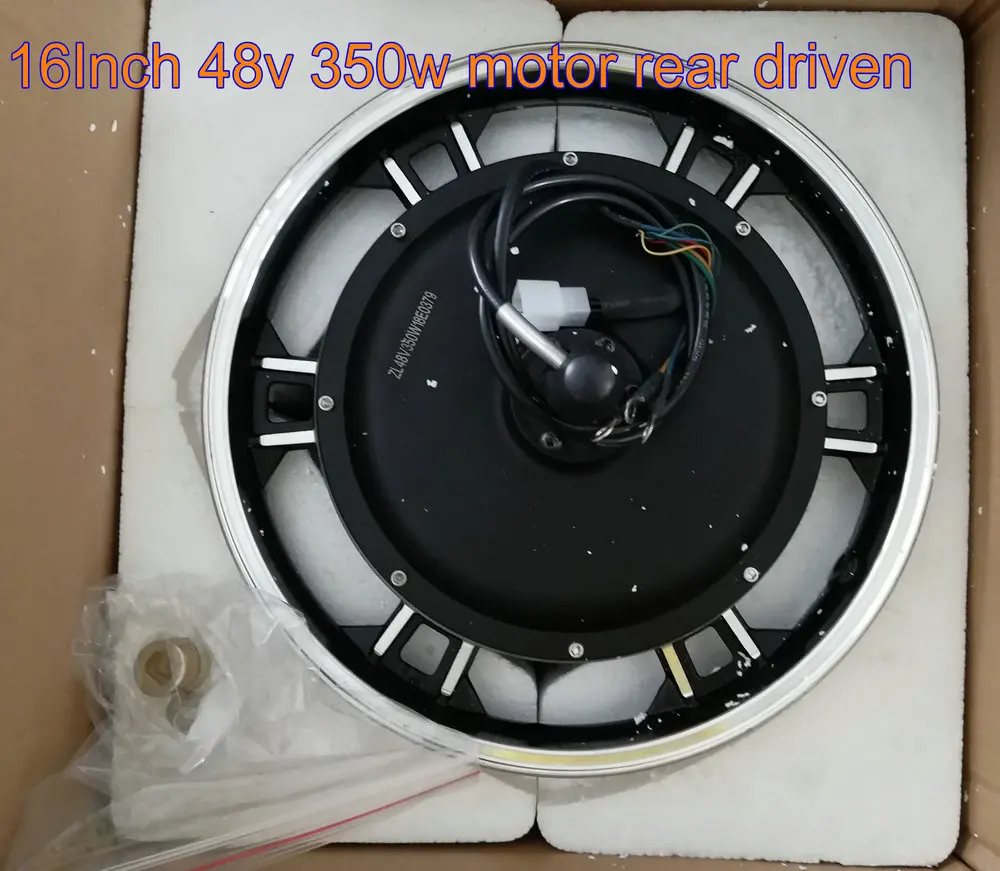 16 дюймовый мотор ступица BLDC с колесом 36 в 48 350 вт 500 дисковый тормоз запчасти для
