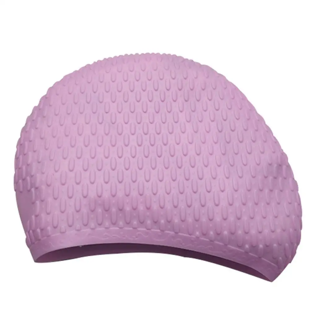 Женская силиконовая шапочка для плавания, для взрослых, водонепроницаемая, большая, мужская, шапка для бассейна, длинные волосы, защита ушей, гибкая, летняя, для дайвинга, кепка s - Color: light purple