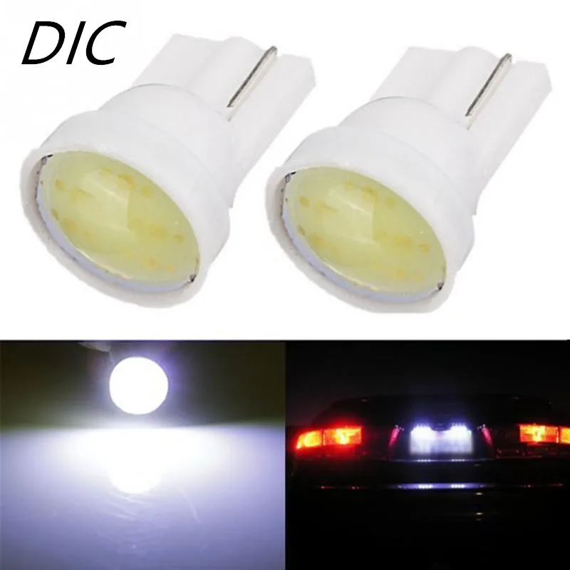 

50Pcs white T10 COB 1-LED W5W bulb replacement lamp 158 168 194 turn signal light corner light parking side marker light 12V DC