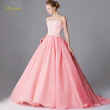 Loverxu совок бальное платье Бальные платья изящная аппликация Бисероплетение Танк рукав развертки поезд сладкий 16 Выпускные вечерние платья размера плюс