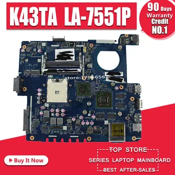 

Main Board For Asus K43T K43TA K43TK X43T LA-7551P Laptop Motherboard System Board Mainboard Card Logic Board Tested Well