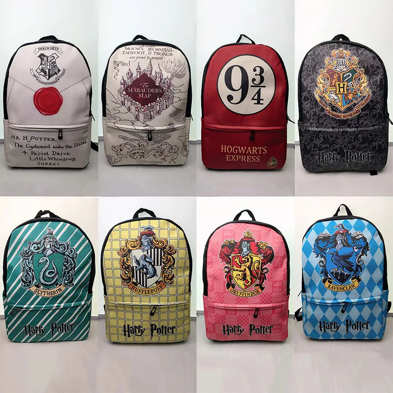 

New Harry Potter Schoolbag Harry Potter Hogwarts College Backpack PU Leather Printed Student School Bags Travel Backpacks