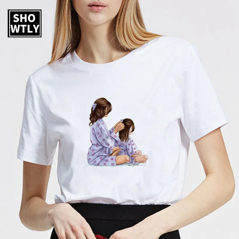 

Showtly Mama and baby Summer Funny Female T Shirt Women oversized Korean Fashion Clothing Streetwear Vogue T shirt