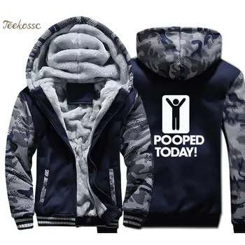 

I Pooped Today Funny Hoodie Men Stick Figure Humor Hooded Sweatshirt Coat 2020 Winter Thick Fleece Warm Camouflage Jacket Mens