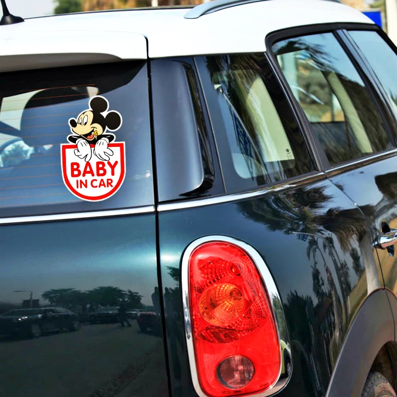 

Aliauto Baby In Car Sticker Mickey Mouse & Hello Kitty Safety Warning Decal for Ford Focus Volvo Xc90 S60 S80 S40 V50 Xc70 V40