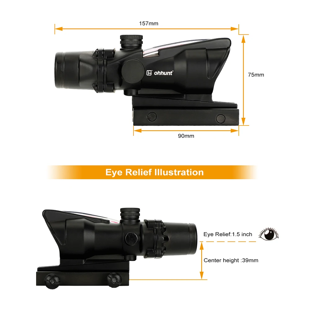 Ohhunt Hunting 4X32 оптический прицел из настоящего волокна BDC сетка в форме подковы с