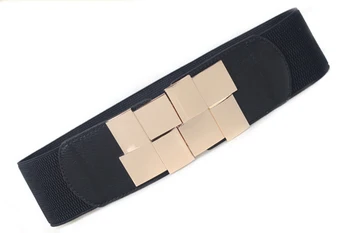 

Fashion Metal Rectangle Buckle Wide Waist All-match Decorative Sweet Lady Dress Width Elastic Retro Skirt Crony Women Belt