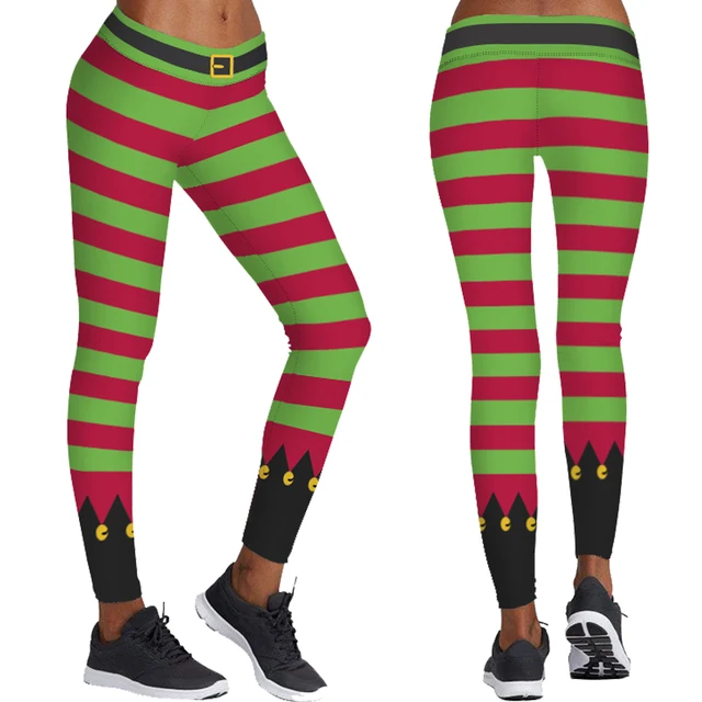 red green stripes sports yoga tights fitness christmas leggings christmas tights