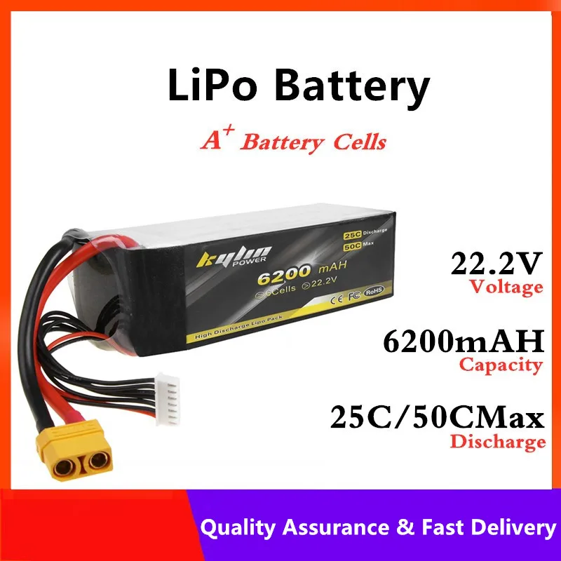 

Lipo battery 6S 22.2V 6200mAH 25C/50C Max Large capacity RC Drones airplane high rate Lithium Battery