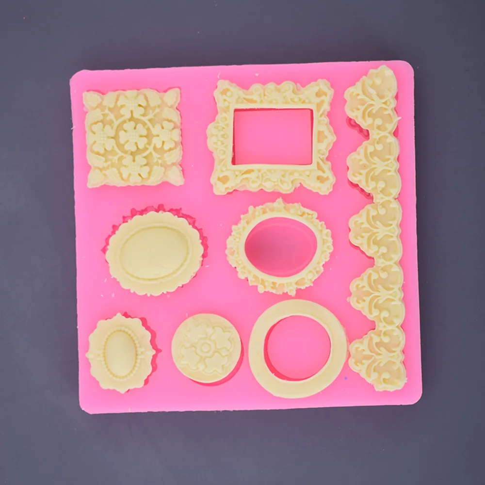 

Jewelry Fimo Frame Fondant Cake Mold Cupcake Mould Border Diamond Confeitaria Molde De Silicone Mould Baking Tools