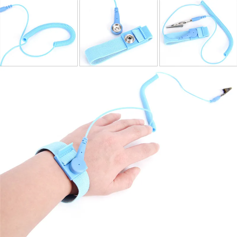 

New 2Pcs Adjustable Anti Static Bracelet Electrostatic ESD Discharge Cable Reusable Wrist Band Strap Hand With Grounding Wire