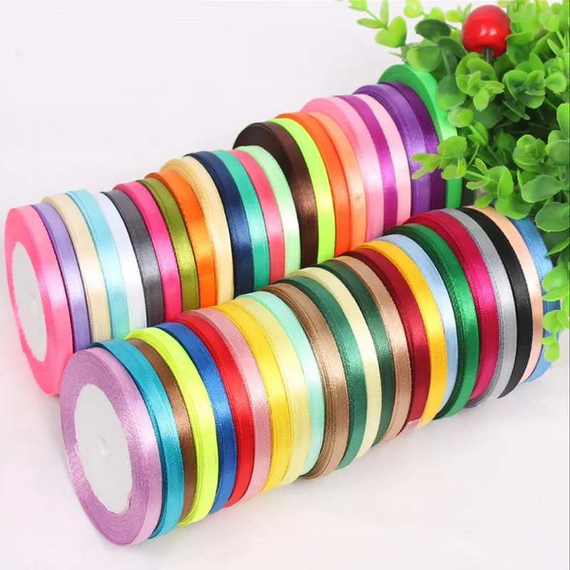 

0.6cm 22 Meters Lone Single Face Satin Ribbon Wholesale gift packing Wedding Crafts Christmas White Pink Red Black Ribbons