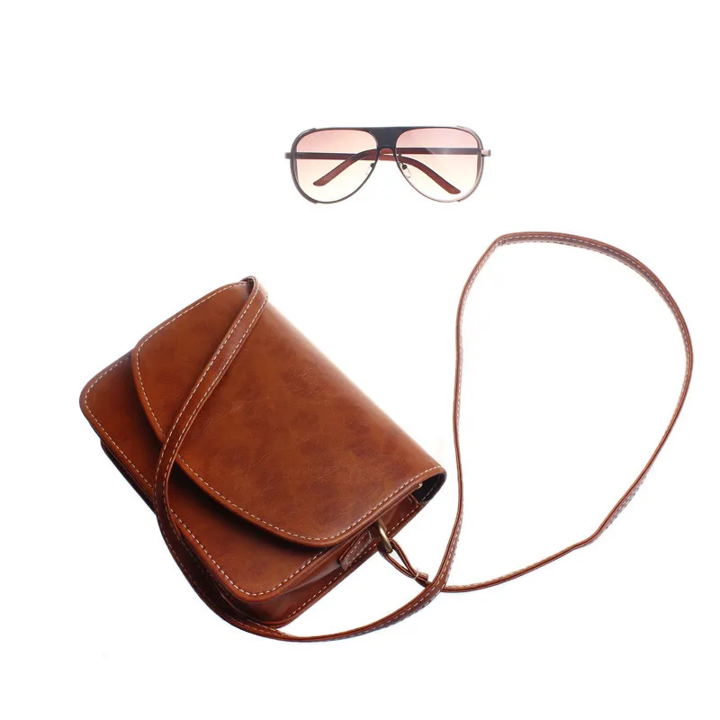 Ретро мини-сумки-мессенджеры с клапаном Классическая коричневая Офисная Женская универсальная сумка через плечо модная женская однотонная кожаная сумка-портфель