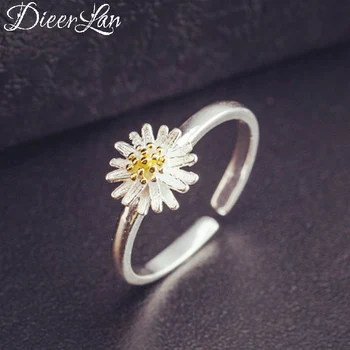 

Personality Bohemian 925 Sterling Silver Daisy Flower Rings for Women Wedding Bridal Vintage Antique Ring Girl Gift Anillos