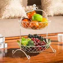 Fruit Basket Bandeja Kitchen Storage rack Fruit pots dish Metal two-story fruit basket Storage living room Flower basket rack