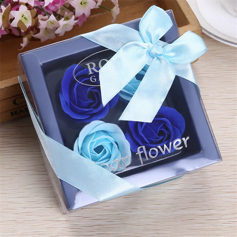 

High Quality Hot Sale 4Pc/Box Colorful Heart-Shaped Rose Soap Flower Romantic Wedding Party Gift Handmade Petals Decor for Gift