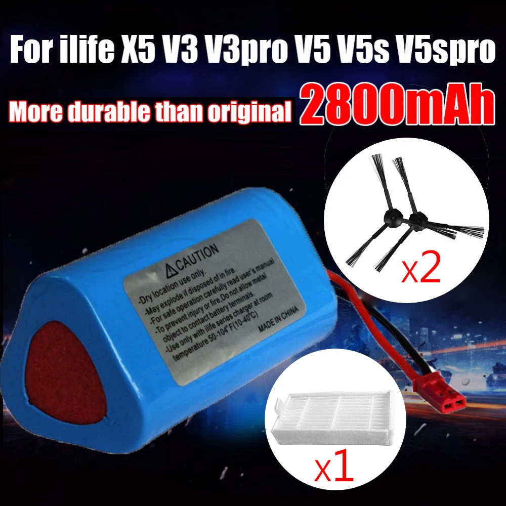 2600mAh Robot Vacuum Cleaner Battery Brush Filter Replacement Parts For Ecova Ilife V1 V3 X3 V3