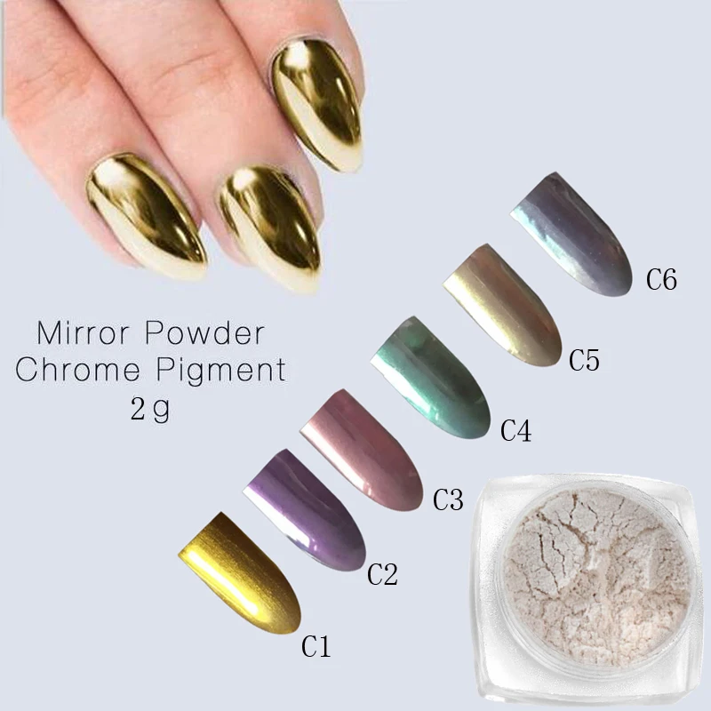

2g Mirror Powder Gold Chrome Pigment Powder Aluminium Powder Chrome Pigment Nail Glitters Nail Polish Sequins Vtirka