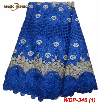 

Free shipping High Quality guipure lace fabric 2019 African Voile Swiss Lace Fabric With Beaded For Wedding dress WDP-346
