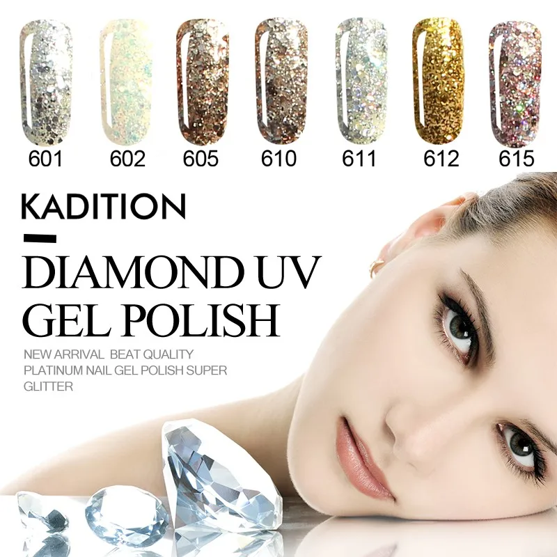 

KADITION Glitter 3D Diamond 8ml Manicure and Nail Design 20 Color Soak Off Gel Polish Decorations All for Gel Varnish Nail Art