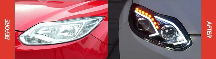 AKD тюнинг Автомобильные фары для Ford Focus 2012- светодиодные фары DRL ходовые огни Биксеноновые Противотуманные фары ангельские глазки авто