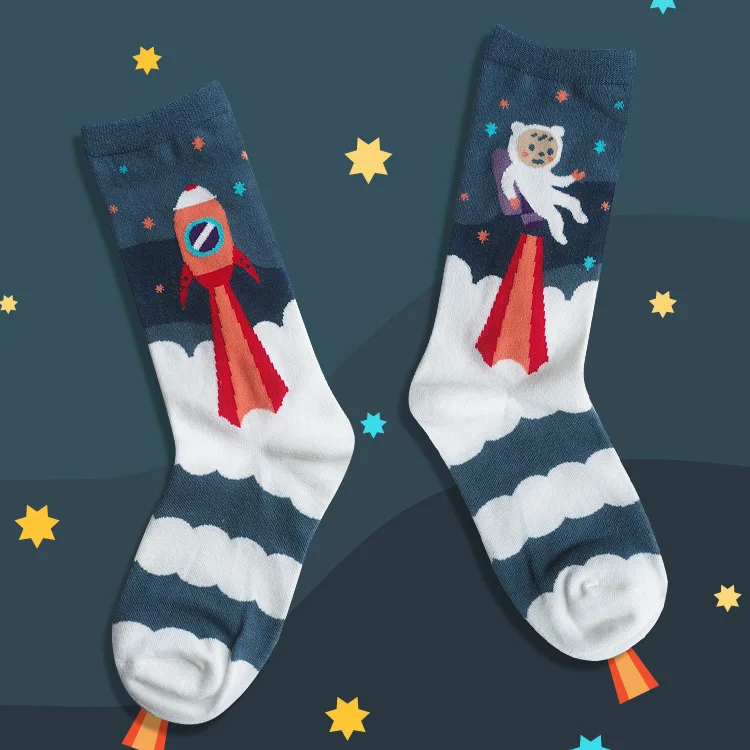 Забавные женские хлопковые носки в стиле Харадзюку носки для девочек-подростков повседневные милые кавайные носки высокого качества с героями мультфильмов