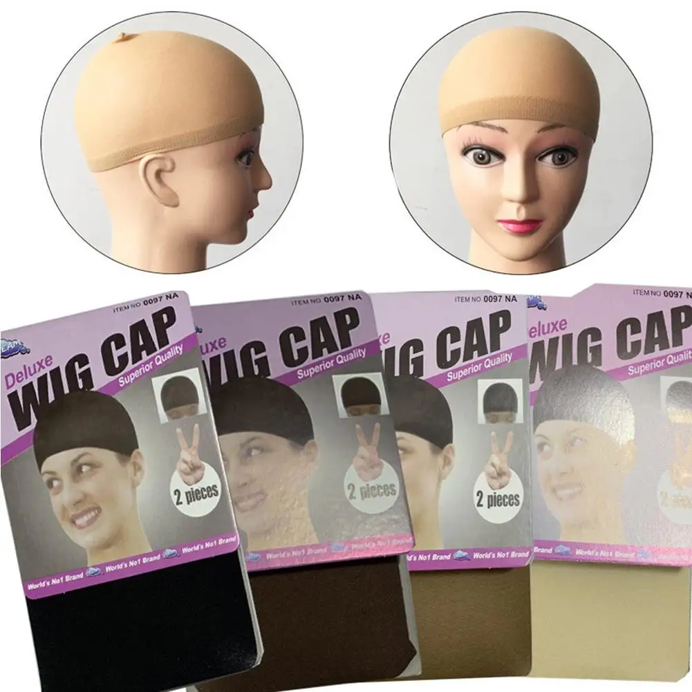 

New 2Pcs Women Stockings Style Stretchable Wig Cap Hair Net Elastic Mesh Liner Snood Modeling Accessories Wig Cap