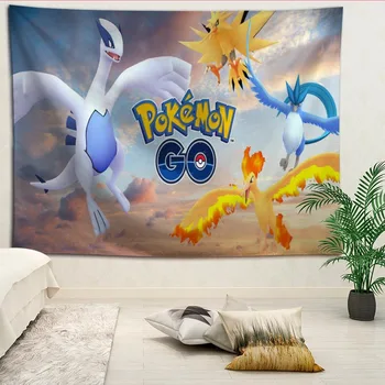 

Custom Pokemon printed Creative tapestry living room bedroom background wall fabric hanging painting small fresh
