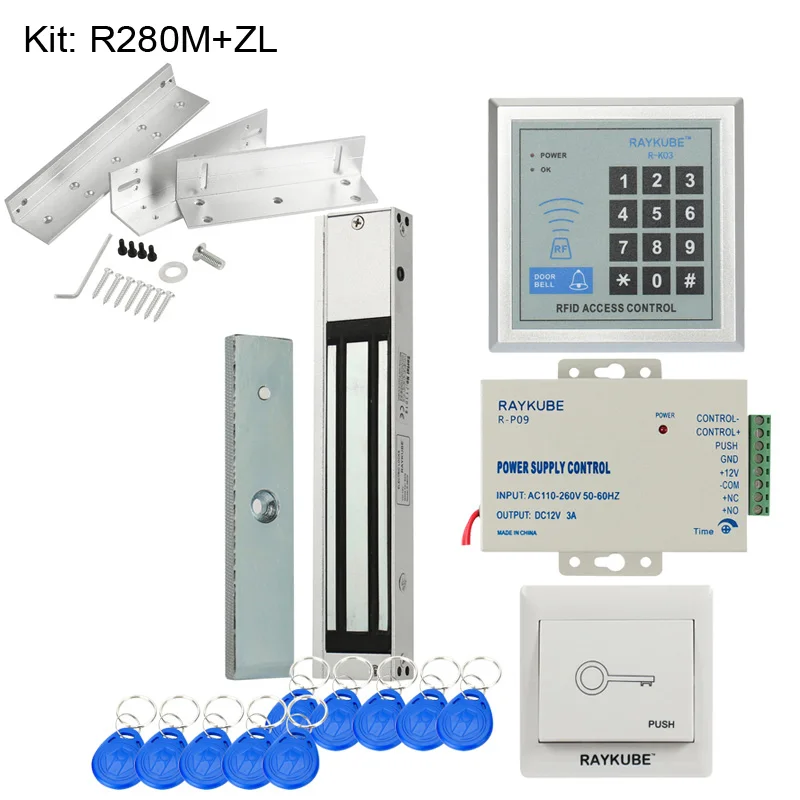 RAYKUBE RFID система контроля доступа комплект с электронным замком пароль клавиатуры и RFID считыватель DIY комплект для безопасности двери - Цвет: R-280MZL